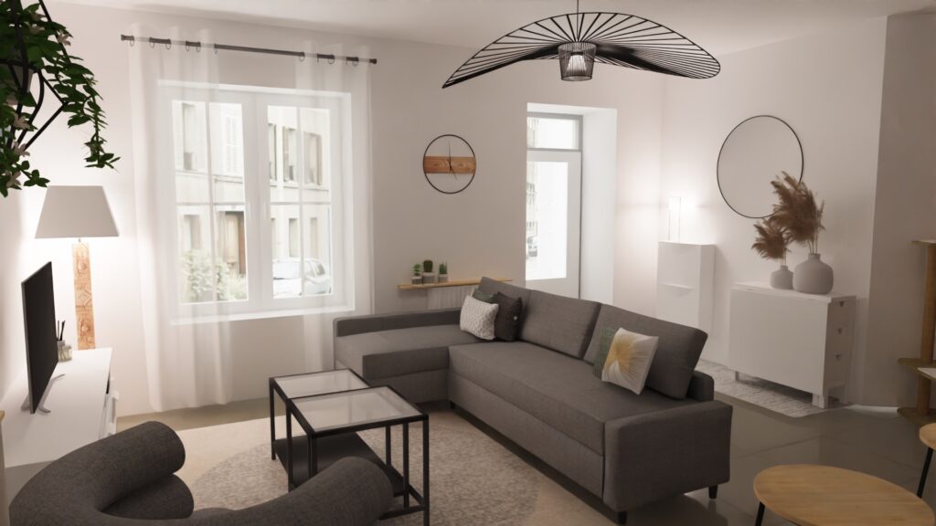 Salon 3D style neutre location