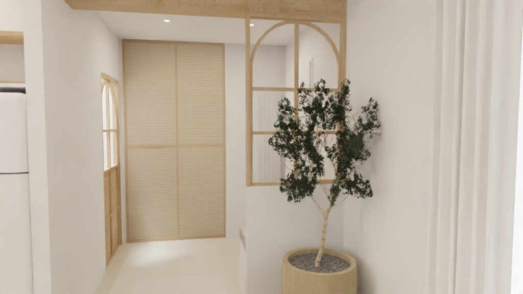 Entrée avec une arche et plante style méditerranéen