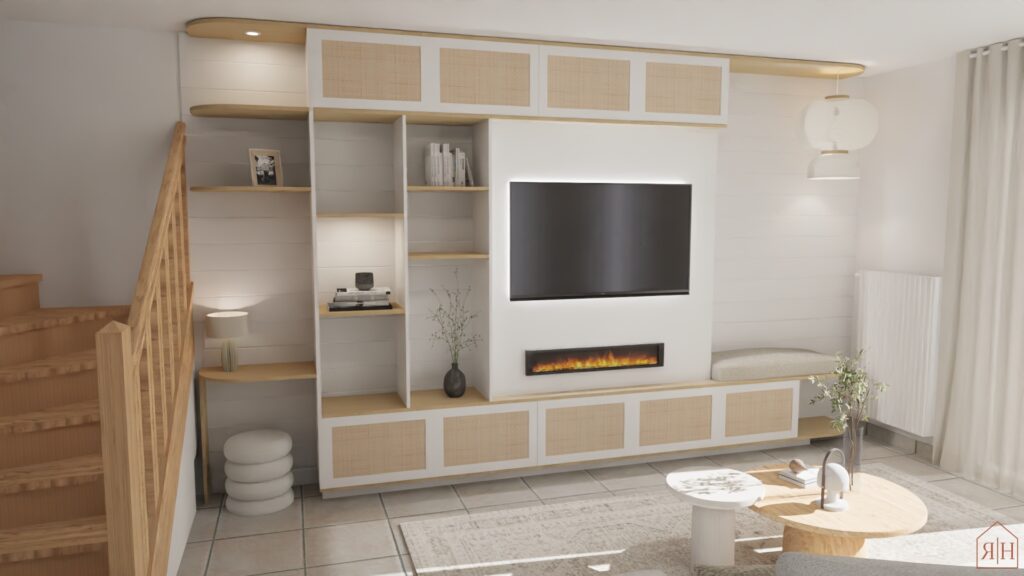 meuble tv bibliothèque sur mesure